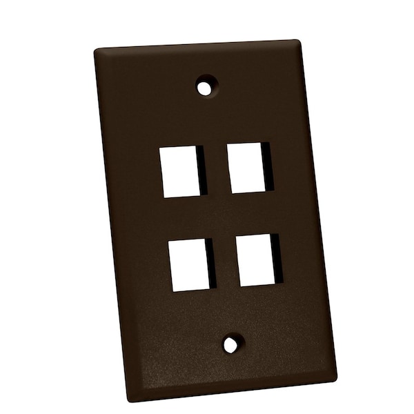 Quest Technology International Keystone Wall Plate, Single-Gang - 4 Ports, Brown NFP-1043 - main